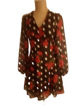 Zara X Small Dress Black And Red Print
