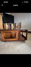 Ercol Brown Wood Coffee Table 80x80x40cm, 2 Drawers, Storage, Wheels