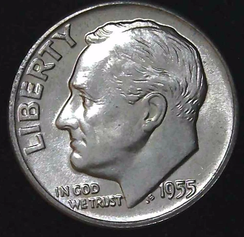 1955-D 10C Roosevelt Dime BU 90% Silver 26owt0306-6