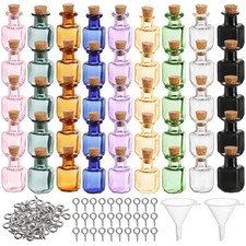 45 Pcs Tiny Spell Jars, Colored Mini Glass Cork Bottles Decorative Square Cut...