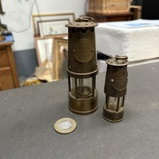 Vintage Brass Colliery Minature Miners Lamps X 2