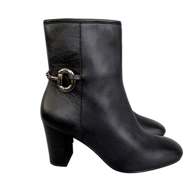 Johnston & Murphy Womens Black Leather Horsebit Ankle Boots 7M 78-52808