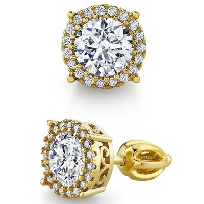 2,25 und 1,25 Karat 18K Gold über Sterlingsilber zierlicher Heiligenschein runder Moissanit