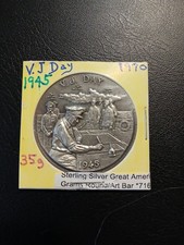 V.J. Day - WWII Ends - 1945 - 35 grams  .925 Sterling Silver  - American Triumph 105.24 per troy oz