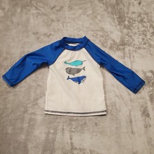 Cat Jack Rash Guard Swim Top Baby Boy Whale Print White Blue 6-9 Months