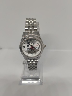Disney Women's Mickey Mouse Silver Tone Classic Fluted Bezel Watch
