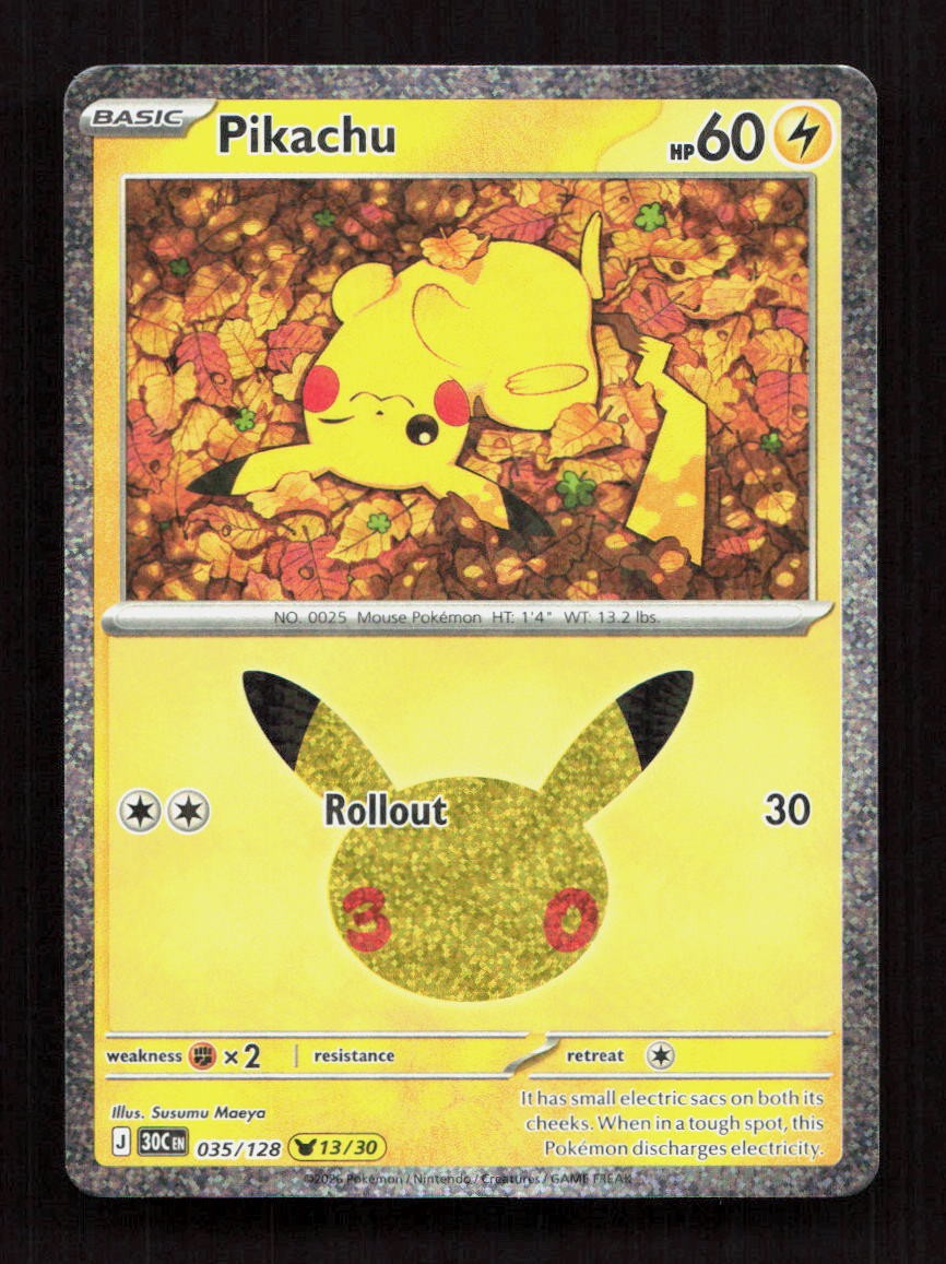 Pikachu Holo 035/128 ME: 30th Celebration Pikachu Rare NM