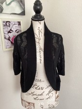 Black Open-Front Knit Shrug Sweater - Women's Medium See Description For Details