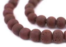 Brick Red Ancient Style Java Glass Beads 11mm Indonesia Round Large Hole