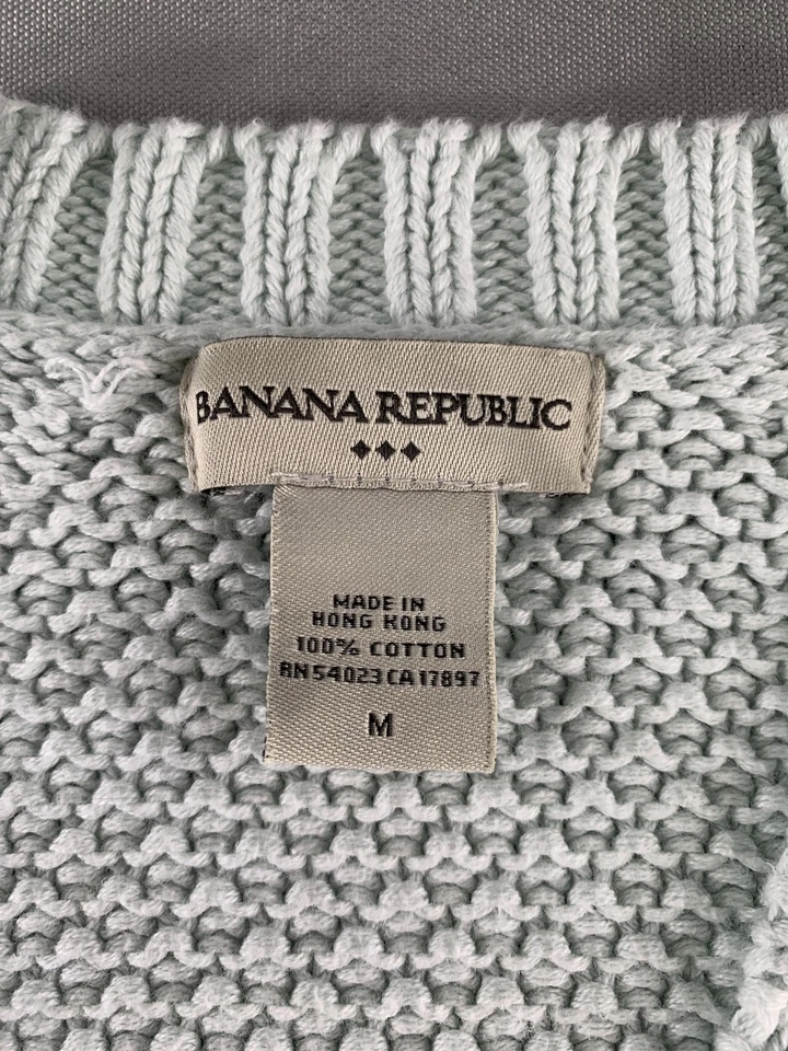 Suéter Banana Republic para mujer mediano verde menta cárdigan tejido con cable bolsillos Foto 4 de 4