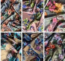 Printed Charmeuse Faux Silk Satin Fabric Dress Craft Draping Material 58''