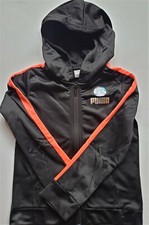 PUMA Girl's Jacket Hoodie Active Track Sparkly Sports Jacket Big Cat Black 5 6