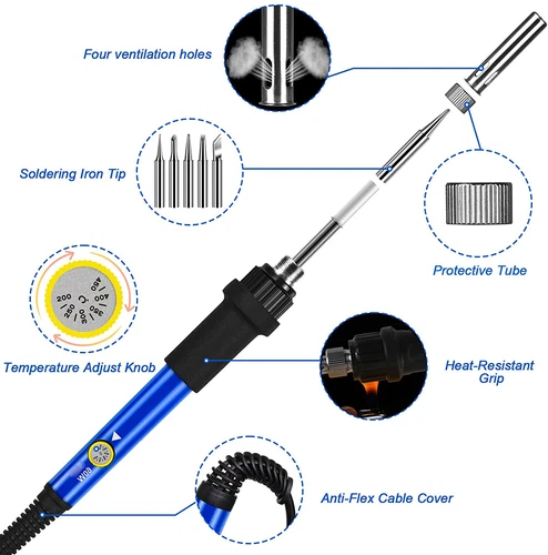 Lötkolben Set Lötset Lötstation Temperatur Einstellbar Soldering Iron Wire Kits - Bild 14 von 22