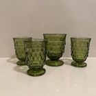 Vintage Indiana Whitehall Avocado Green Cubist Footed Water Glassses — photo 2