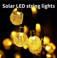 LED String 60 Lights SOLAR POWERED Retro Bulb Fairy Ball Hangin Outdoor Lamp