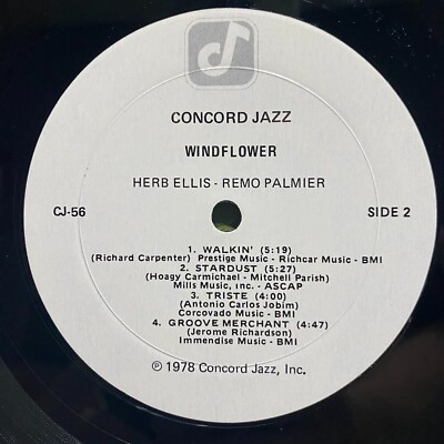 HERB ELLIS + REMO PALMIER - WINDFLOWER (VINYL LP) 1978!! RARE