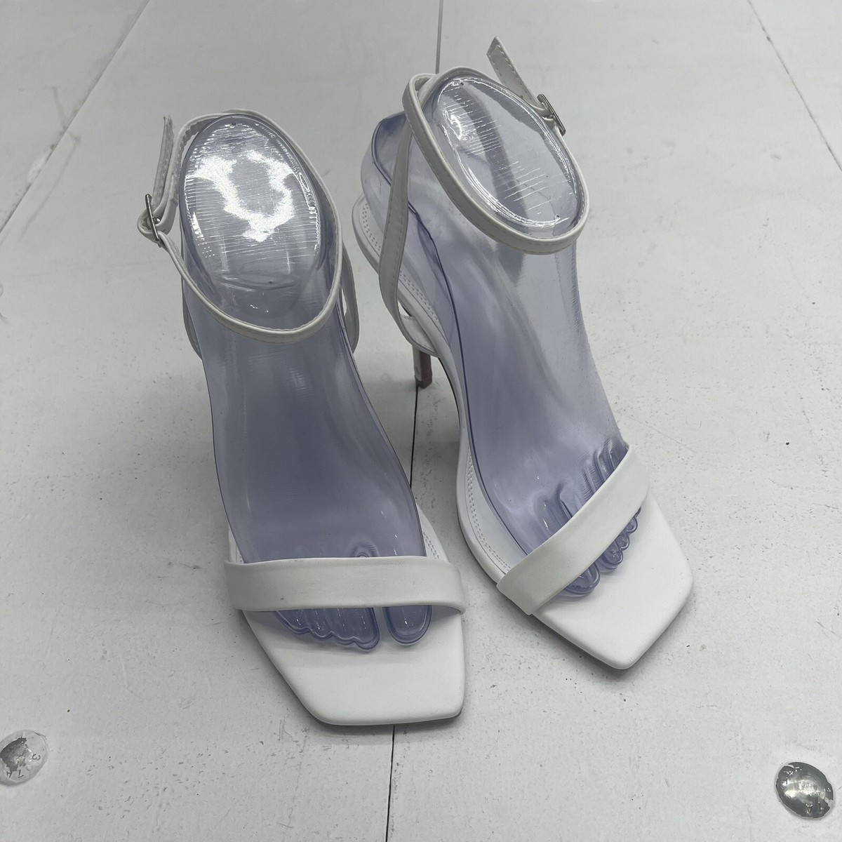 ASOS Design White Nali Barely There Wide Fit Heeled Sandals