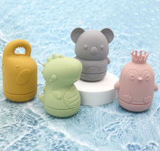Baby bath toy biteable silicone cartoon shower toy 4 pieces per set