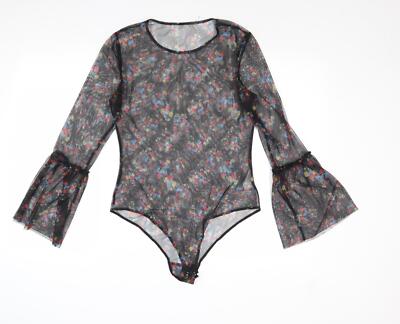 QED London Damen Body schwarz Polyestermischung Einteiler Größe M transparent