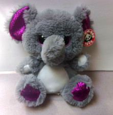 PEEK-A-BOO TOYS Plush GREY ELEPHANT 10  TOY Purple Sparkle Eyes Feet Ears w/ tag
