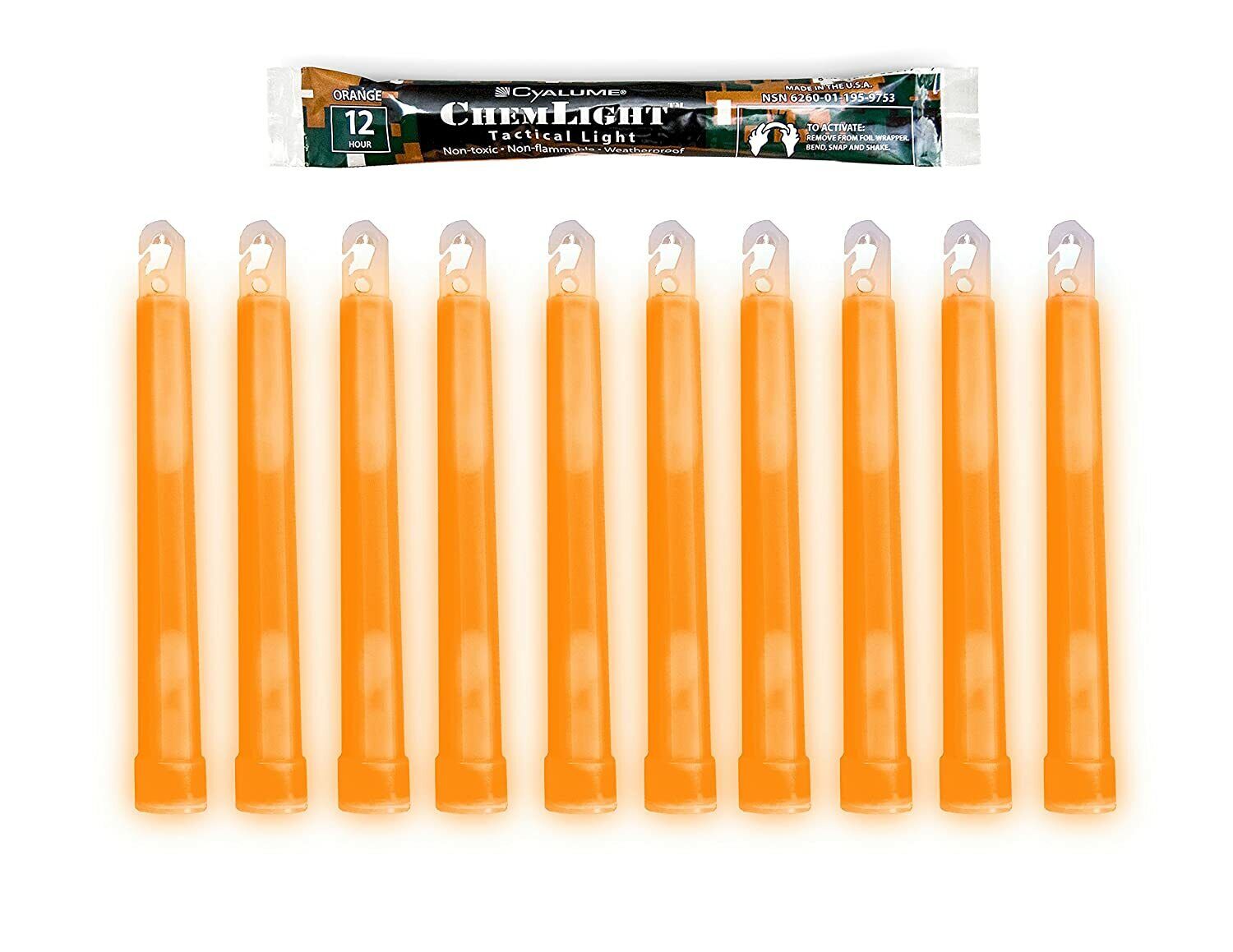 Lot of 12 CYALUME Tactical Lightsticks Orange 12 HR EXP 08/2023