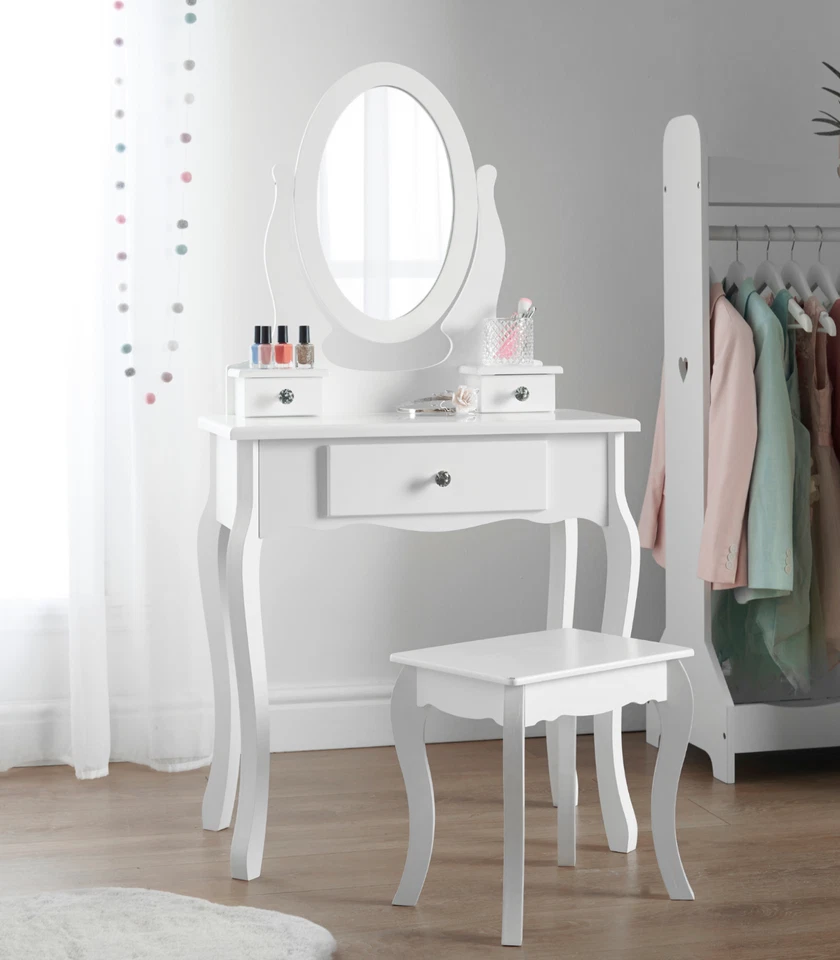 EX DISPLAY Girls 8-13yr Vanity DRESSING TABLE & STOOL Kids Makeup Mirror Foto 2 de 4