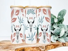 Western Bull Skull |Glass Tumbler