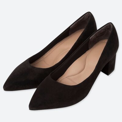 Uniqlo Women Block Chunky Heeled Shoes Pointed Toe Faux