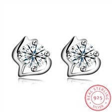 925 Sterling Silver Earrings Stud AAA Zirconia Push Back Clasp L796