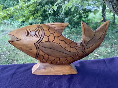 木彫り　鯉　carp fish レトロアンティーク　置物 s-l400.jpg