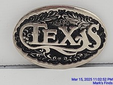 TEXAS Statehood State Series Silver Tone Ornate TL B Vintage Oval Belt Buckle