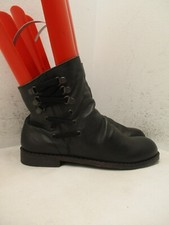 Nine West Vintage America MADE Black Leather Flat Ankle Boots Womens Sz 6.5 M
