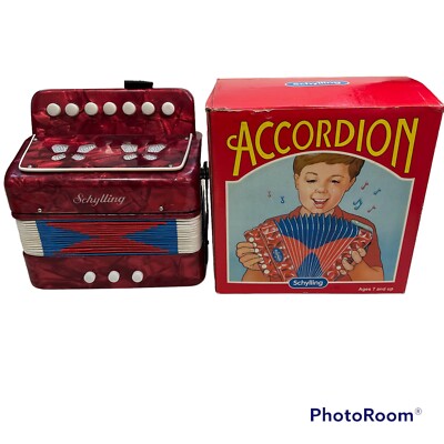 Vintage Schylling Kids Accordion Air Valve Instrument Folk Music With  Box