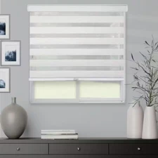 CHICOLOGY Natural Cordless Dual Layer Zebra Roller Window Shade 31 W x 72 L