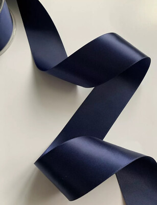 Metres 38mm Navy Blue Satin Ribbon Craft Cake Wedding Baby