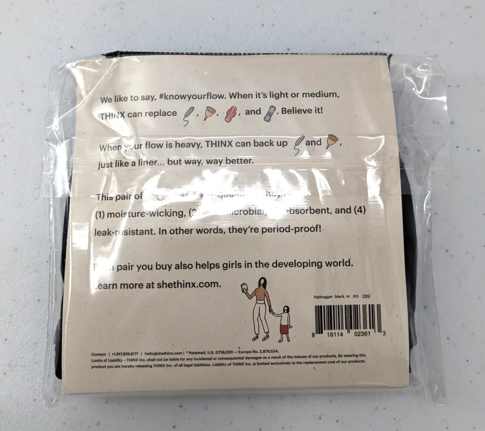 THINX Period Panty Underwear Women's Medium Black Hiphugger - Image 2 of 4