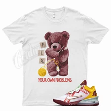 White FIX T Shirt for Lebron 18 Mimi Higher Learning Varsity Mustard Crimson