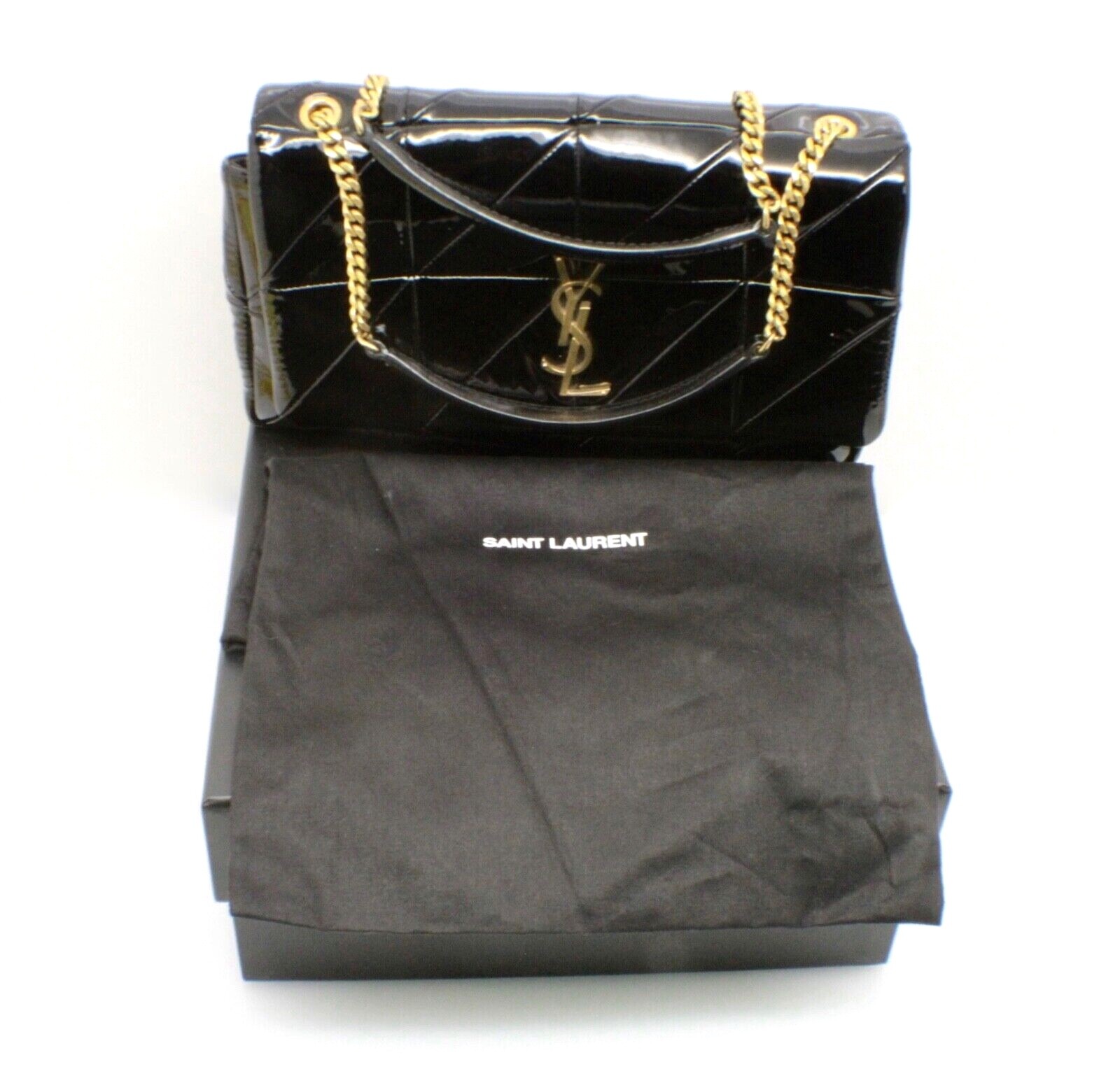 Borsa a tracolla Saint Laurent Jamie media trapuntata in pelle YSL pelle patinata nera