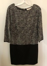Loft Black Tweed And Knit Block Dress Size 2 NWT
