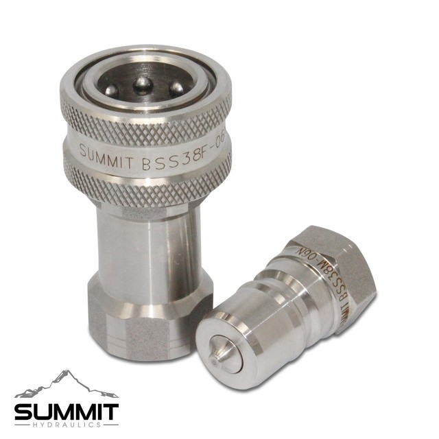 3/8" NPT ISO 7241B Stainless Steel Quick Disconnect Hydraulic Coupler