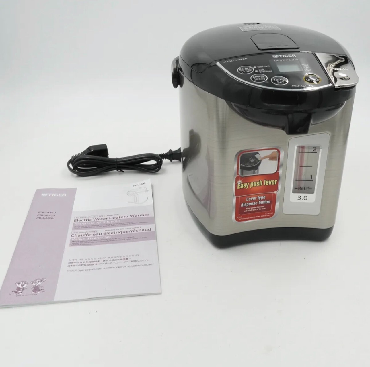 希少！！】 Tiger PDU-A30U-K Electric Water Boiler and Warmer, Stainless Black,  3.0-Liter by Corporation ad-naturam.fr