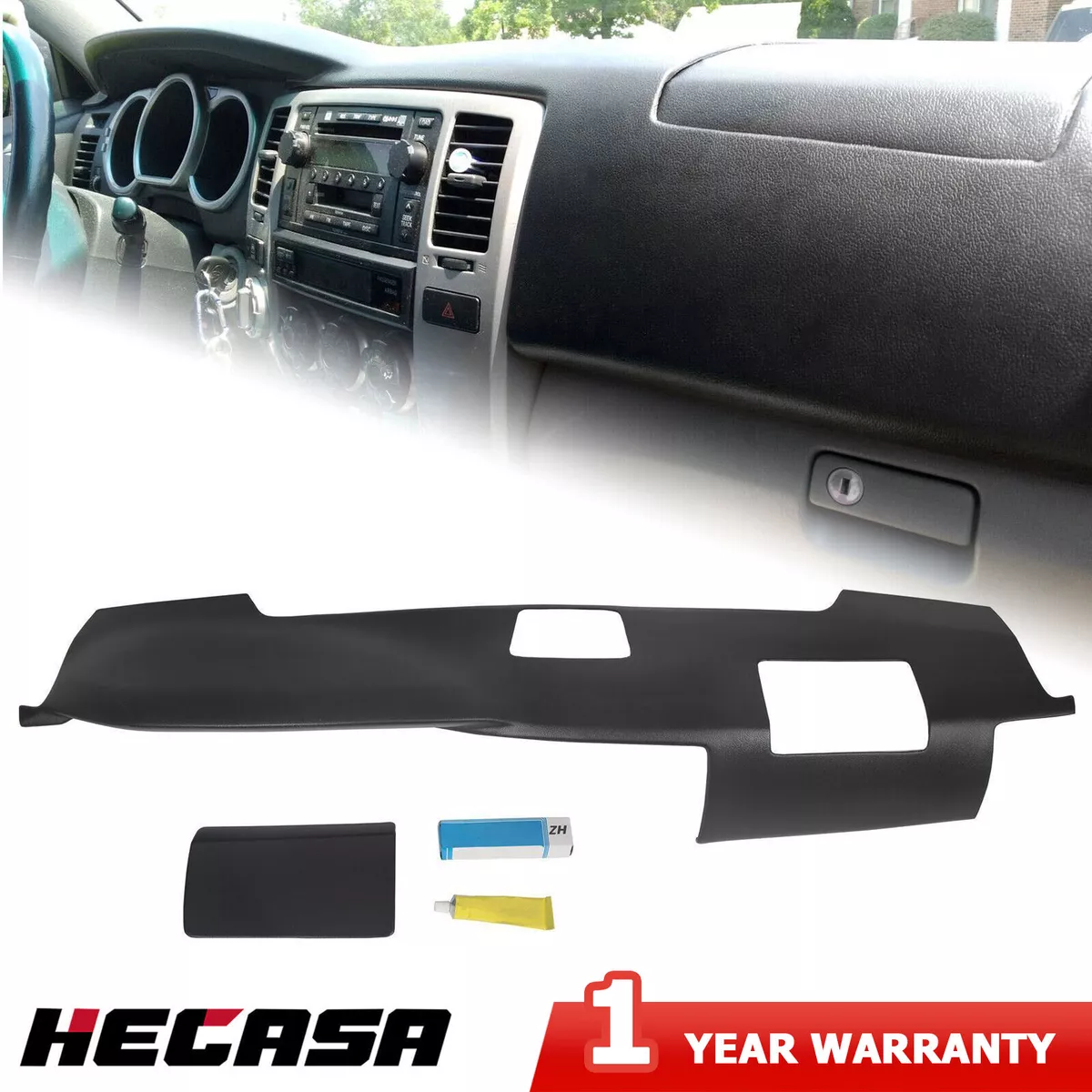  HECASA Dashboard Cover w/Speaker Holes Compatible with  2003-2009 Toyota 4Runner Dash Cover Dash Cap Black : Automotive