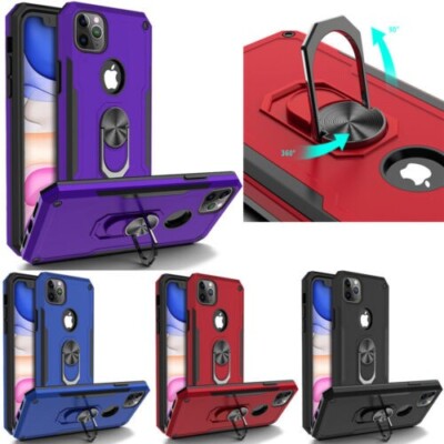 For iPhone 11 /Pro Max/XR/XS Case Shockproof Magnetic Ring Holder KickStand Case