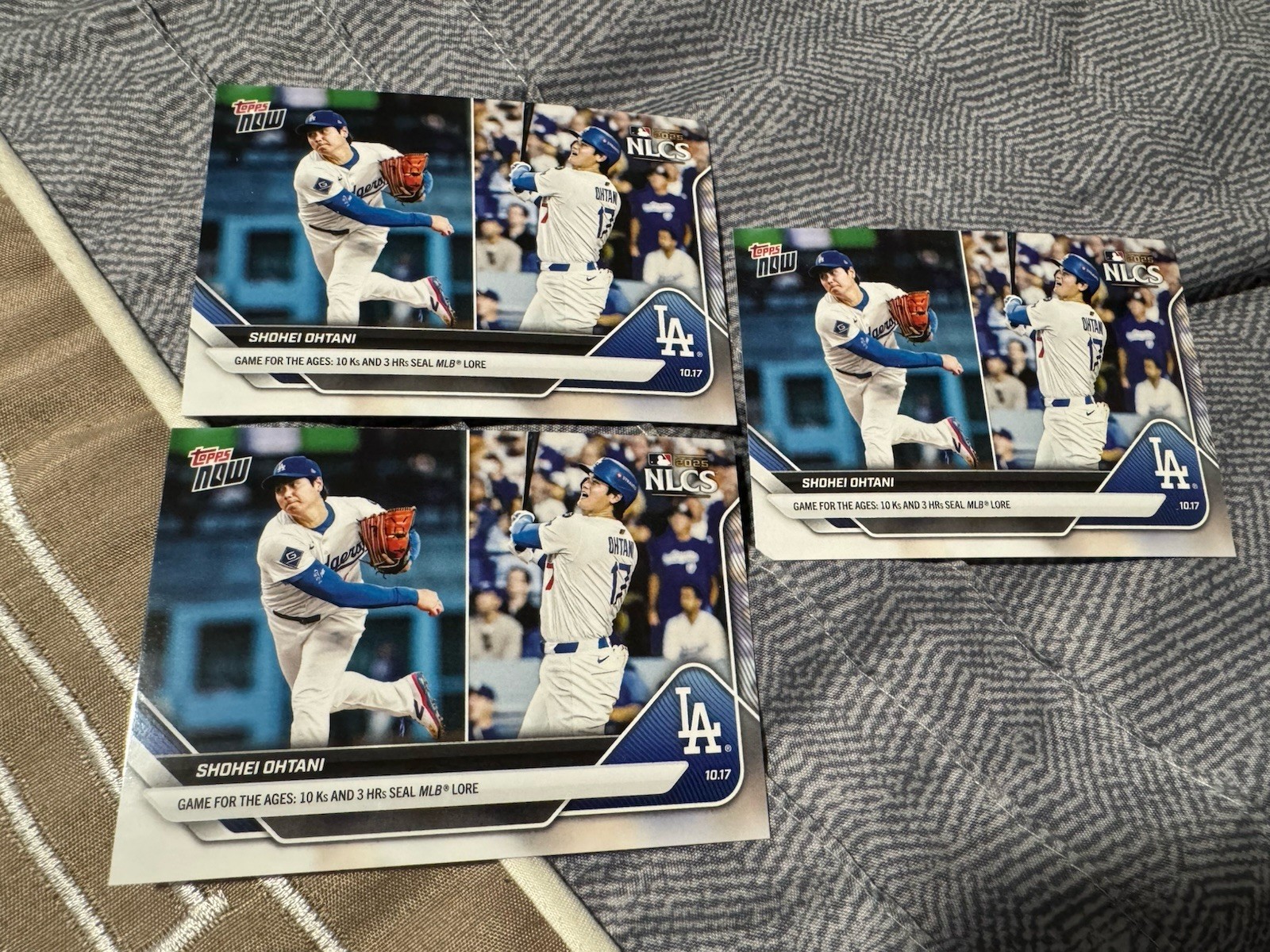 Shohei Ohtani 2025 MLB Topps NOW Card 884 - 3-HR’s & 10K’s - lot of 3 cards NLCS
