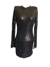 Fashion Nova Black Sequin Mini Dress XL |Long Sleeve Bodycon Party Dress |Night