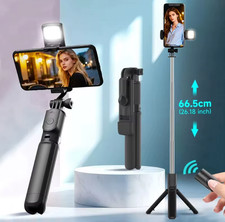 Phone Selfie Stick Tripod Bluetooth Remote with LED Fill Light