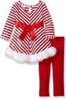 Bonnie Jean Baby Girls Candy Cane Christmas Santa Striped Playwear Red Set