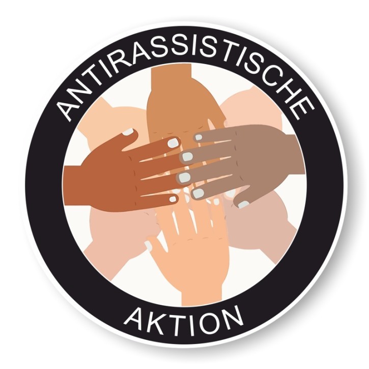 Aufkleber Motiv ANTIRASSISTISCHE AKTION 8 x 8 cm