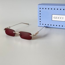 Gucci GG1808S 004 Rimless Silver Violet Lens Sunglasses Unisex New w/Box