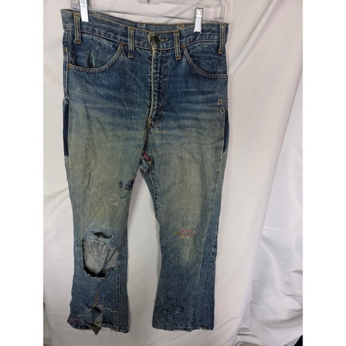 Vintage Custom Distressed DIY Embroidered Jeans Hippie Boho Patchwork Denim